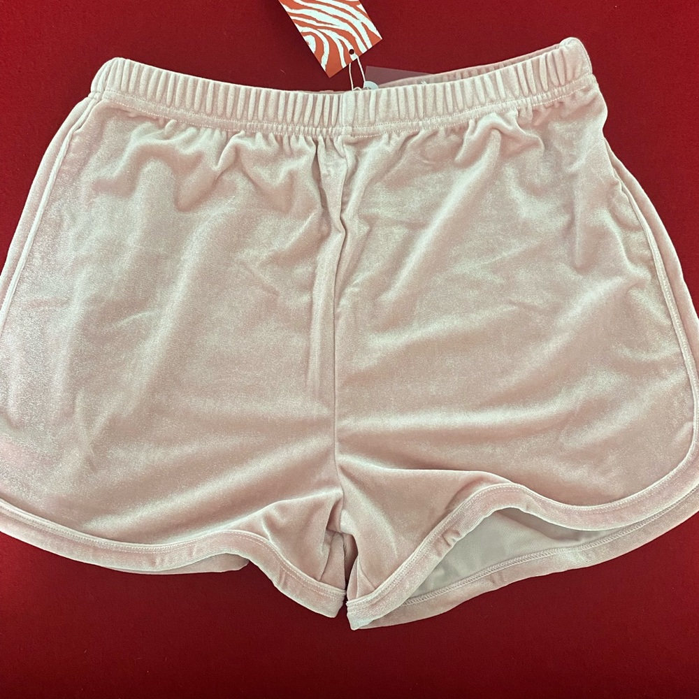 pink velvety/velour shorts
